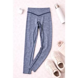 NWOT Vitality Women's V-Waist Sculpting Seam Active Leggings Heather Blue SZ XXS